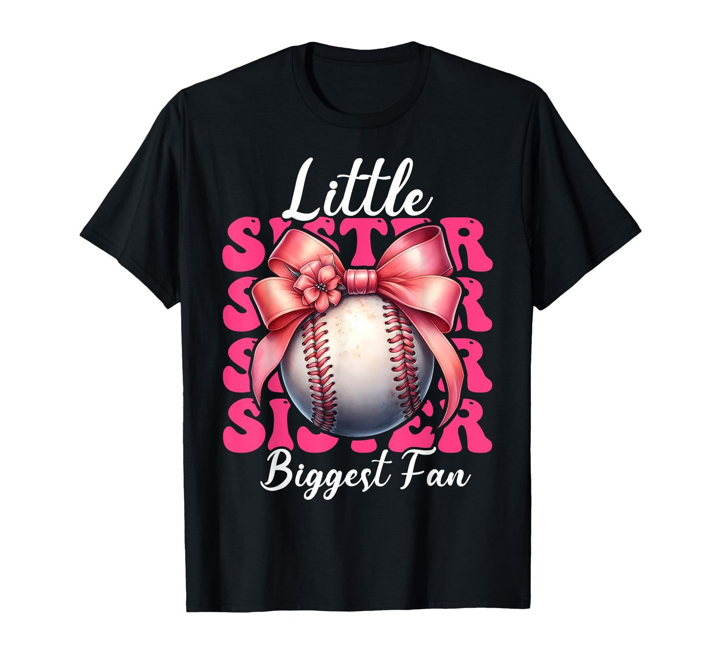 Baseball Sister Coquette Bow Little T-Shirt - Custom Art Print Men Women - T-Shirt, Sweatshirt, Hoodie
