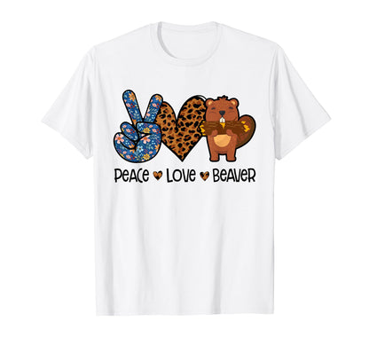Peace Love Beaver Animal Lover T-Shirt - Minimalist Print Unisex - T-Shirt, Sweatshirt, Hoodie