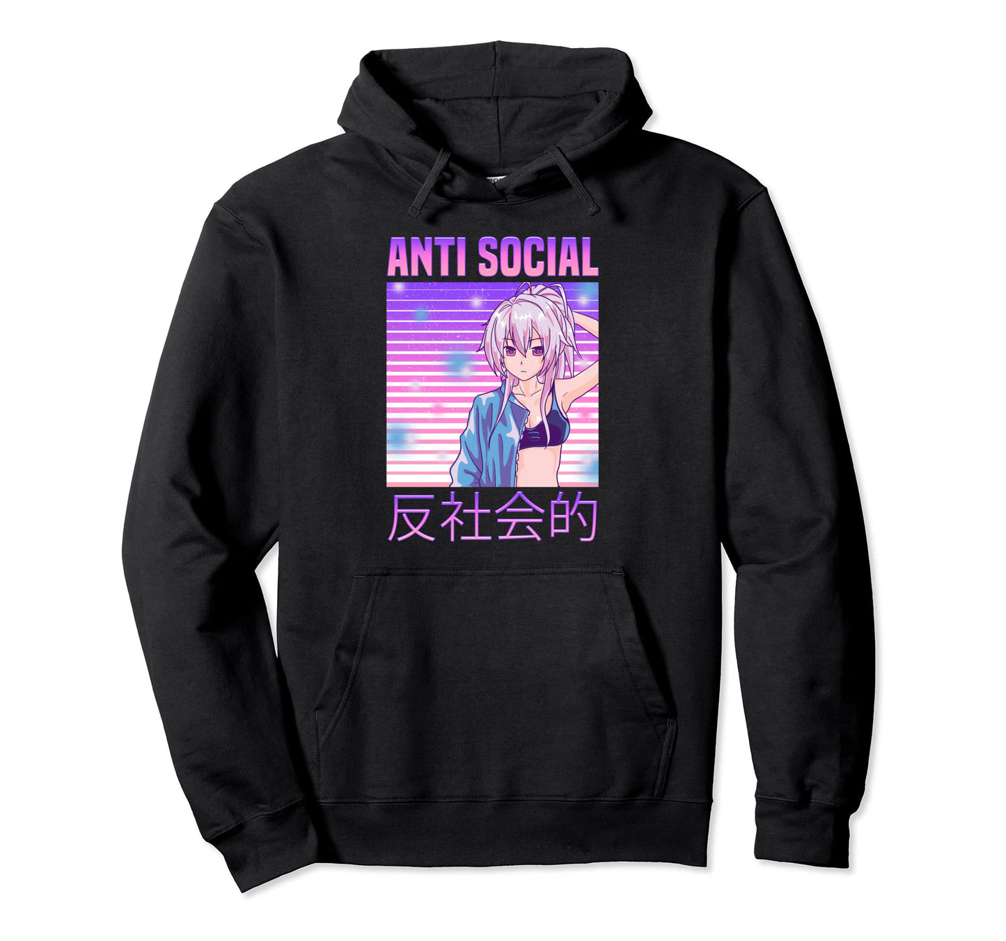 Anti Social Japanese Text Aesthetic Hoodie - Trendy Graphic Unisex - T-Shirt, Sweatshirt, Hoodie