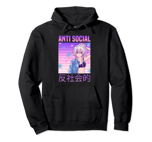 Anti Social Japanese Text Aesthetic Hoodie - Trendy Graphic Unisex - T-Shirt, Sweatshirt, Hoodie