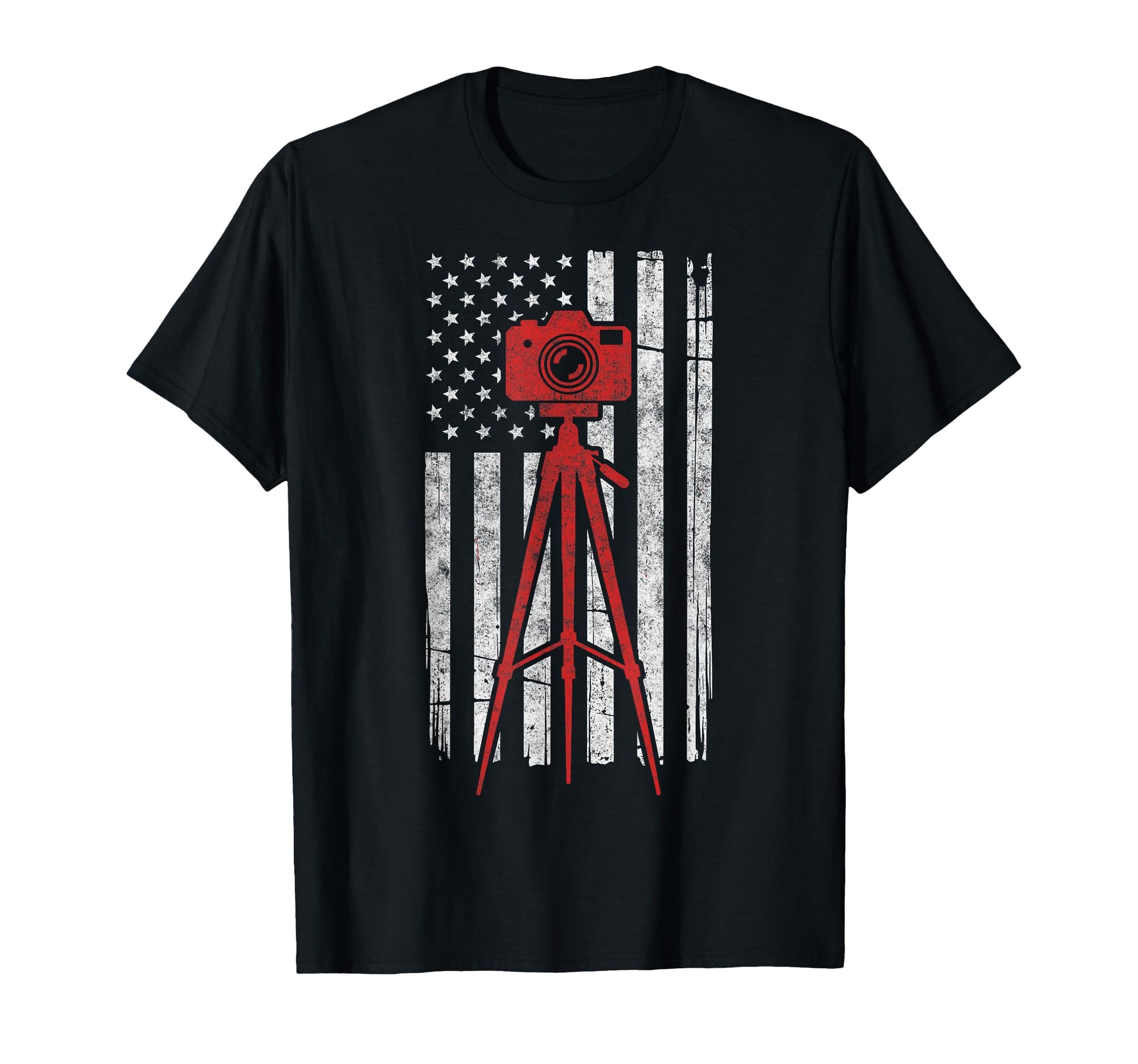Us Flag Photo Camera Photographer T-Shirt - Graphic Print Unisex - T-Shirt, Sweatshirt, Hoodie