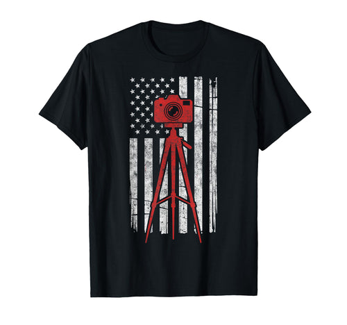 Us Flag Photo Camera Photographer T-Shirt - Graphic Print Unisex - T-Shirt, Sweatshirt, Hoodie