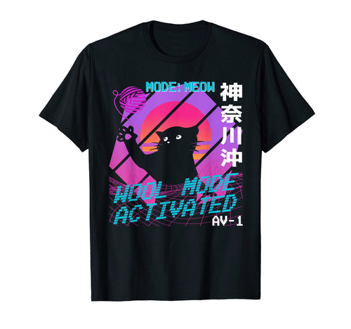 90S Pastel Cat Wool Mode Japanese T-Shirt - Fun Novelty Design for Adults - T-Shirt, Sweatshirt, Hoodie