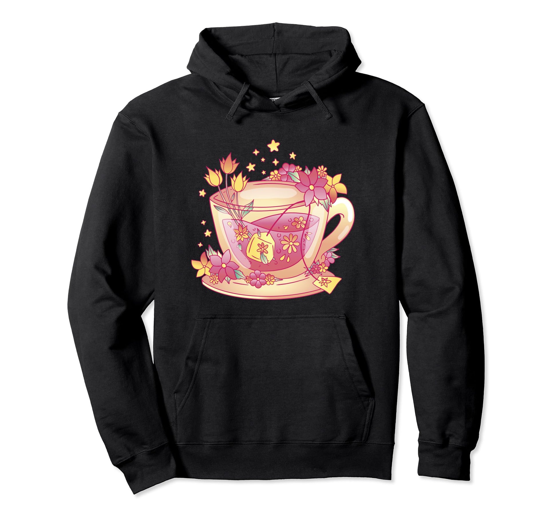 Vaporwave Aesthetic Tea Cup Flower Hoodie - Minimalist Print for Adults - T-Shirt, Sweatshirt, Hoodie