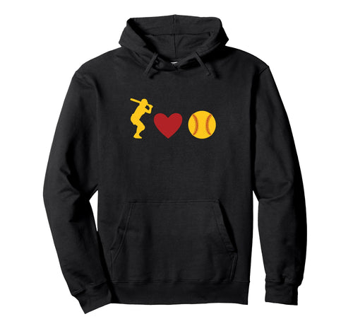 I Love Softball Gift Player Coach Mom Hoodie - Novelty Apparel for Adults - T-Shirt, Sweatshirt, Hoodie