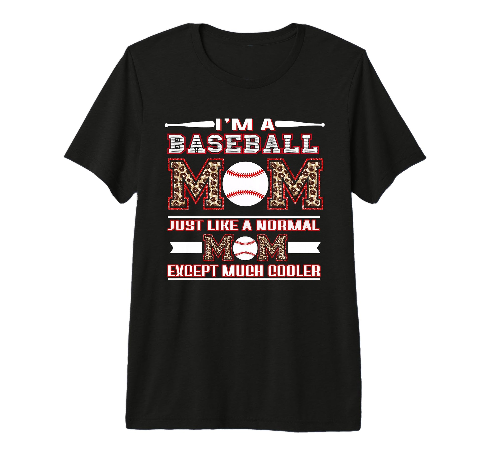 Baseball Mom Funny Mom Leopard Mothers T-Shirt - Novelty Apparel Men Women - T-Shirt, Sweatshirt, Hoodie