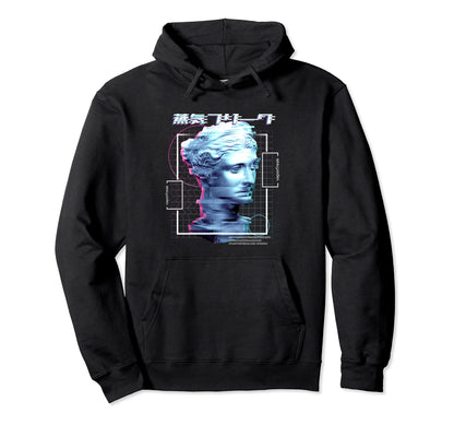 Glitch Greek Statue Sculpture Hoodie - Minimalist Print for Adults - T-Shirt, Sweatshirt, Hoodie