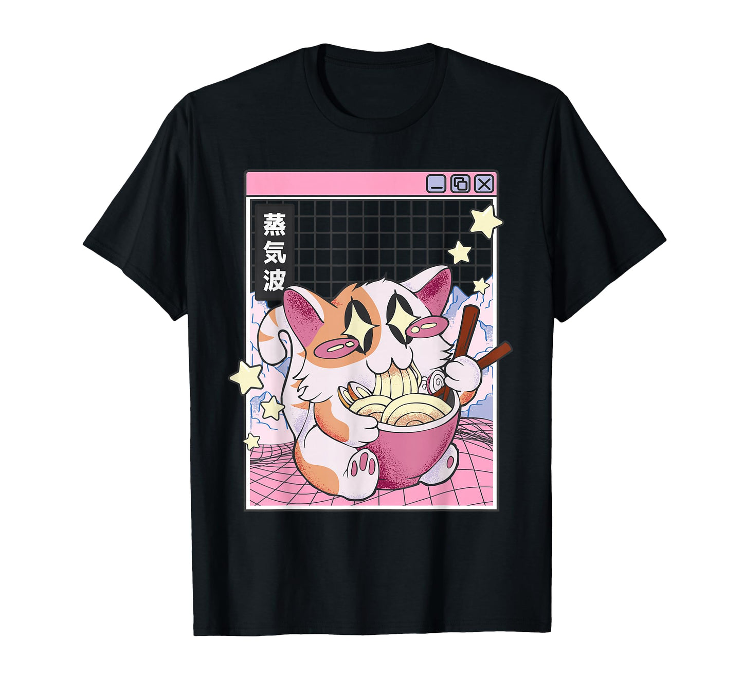 Cat Ramen Noodles Kawaii Vaporwave T-Shirt - Novelty Apparel Unisex - T-Shirt, Sweatshirt, Hoodie