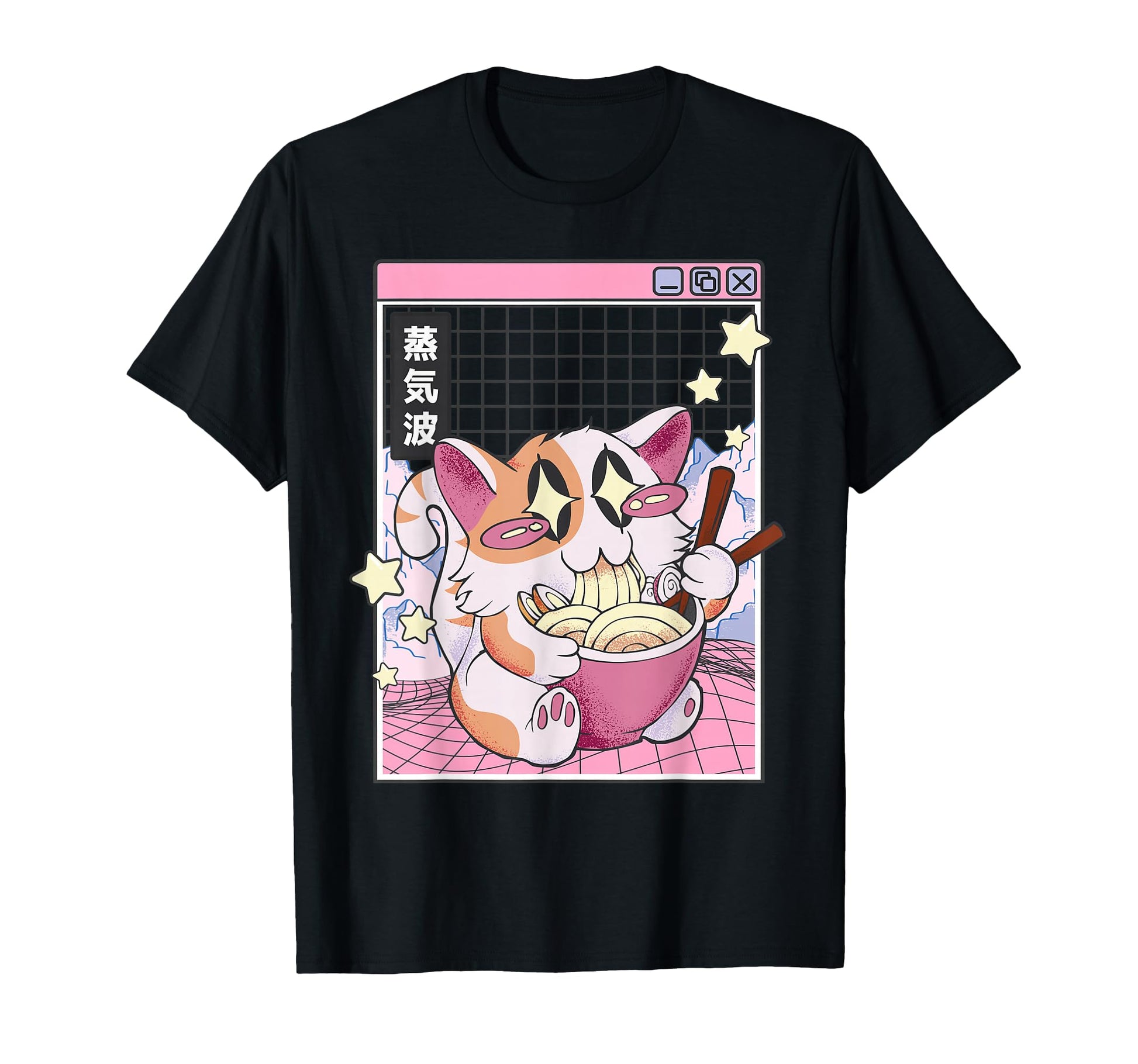 Cat Ramen Noodles Kawaii Vaporwave T-Shirt - Novelty Apparel Unisex - T-Shirt, Sweatshirt, Hoodie