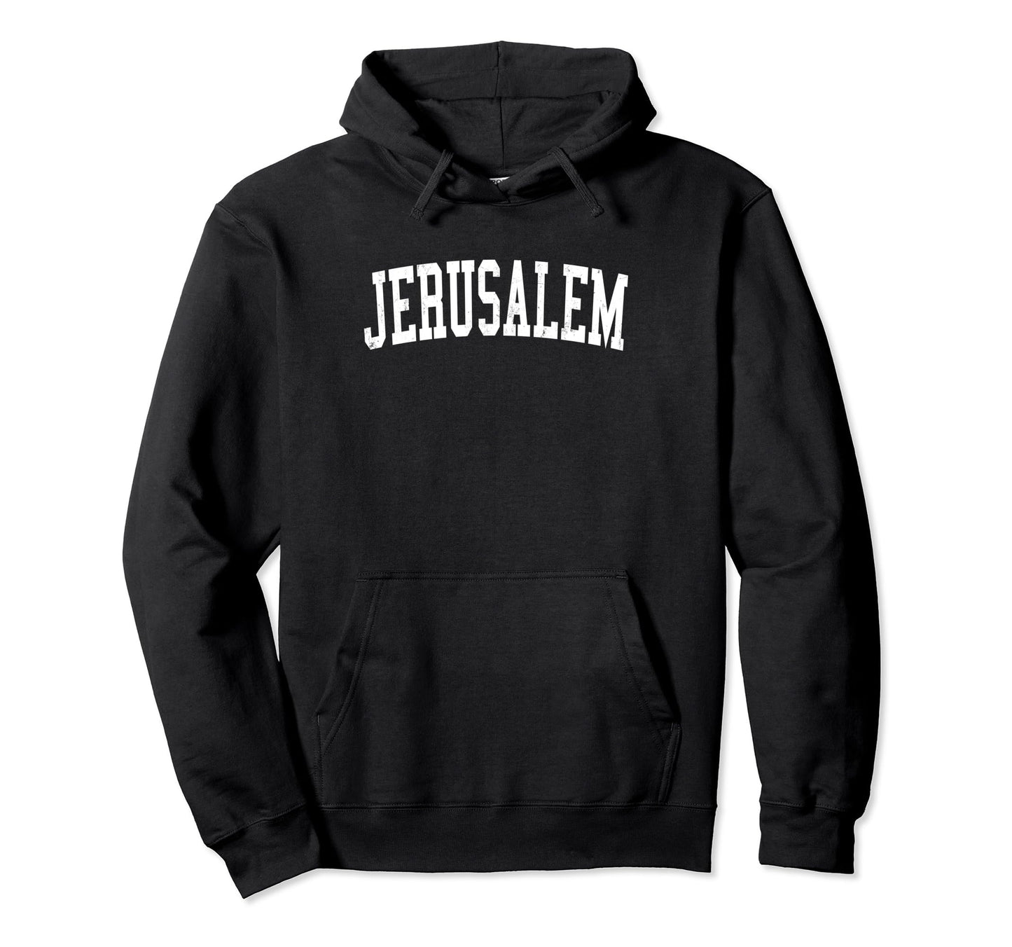 Jerusalem Israel Distressed White Hoodie - Minimalist Print for Adults - T-Shirt, Sweatshirt, Hoodie