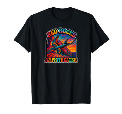Red Rocks Amphitheater Tie Dye Colorado T-Shirt - Custom Art Print Unisex - T-Shirt, Sweatshirt, Hoodie