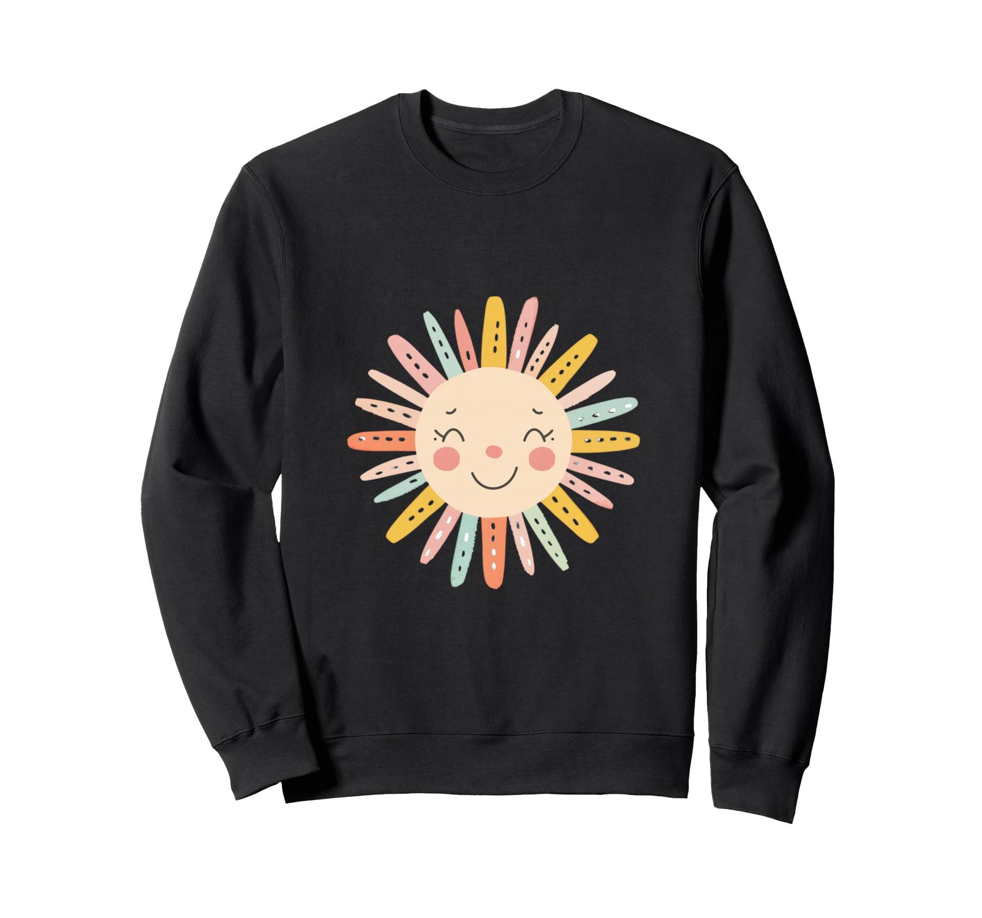Sun 70S Rainbow Art Boho Boho Sweatshirt - Fun Novelty Design for Adults - T-Shirt, Sweatshirt, Hoodie
