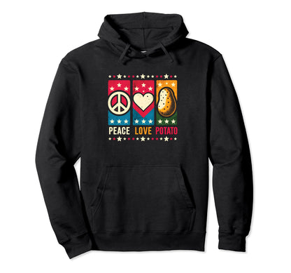 Peace Love And Potato Peace Symbol Potato Hoodie - Graphic Print Men Women - T-Shirt, Sweatshirt, Hoodie