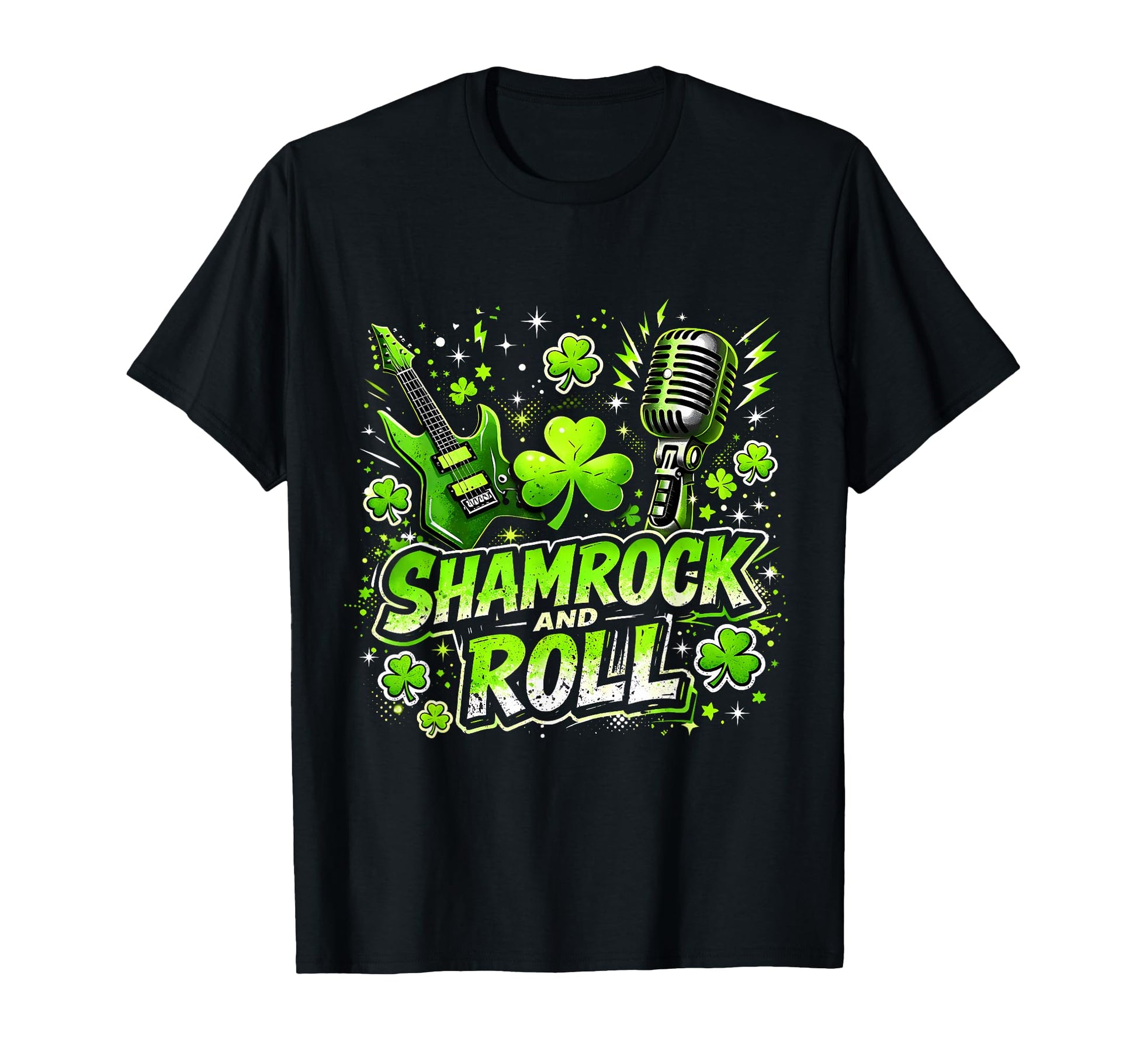 Shamrock And Roll St Patrick Day Rock T-Shirt - Unique Graphic Men Women - T-Shirt, Sweatshirt, Hoodie