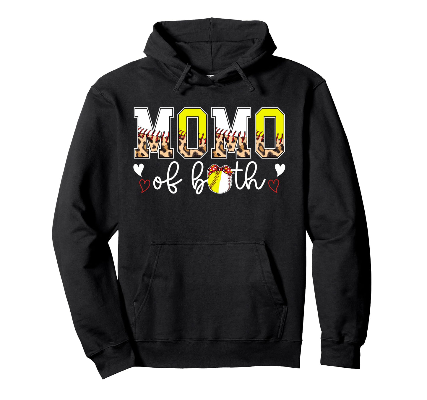 Momo Both Leopard Softball Baseball Momo Hoodie - Novelty Apparel Unisex - T-Shirt, Sweatshirt, Hoodie