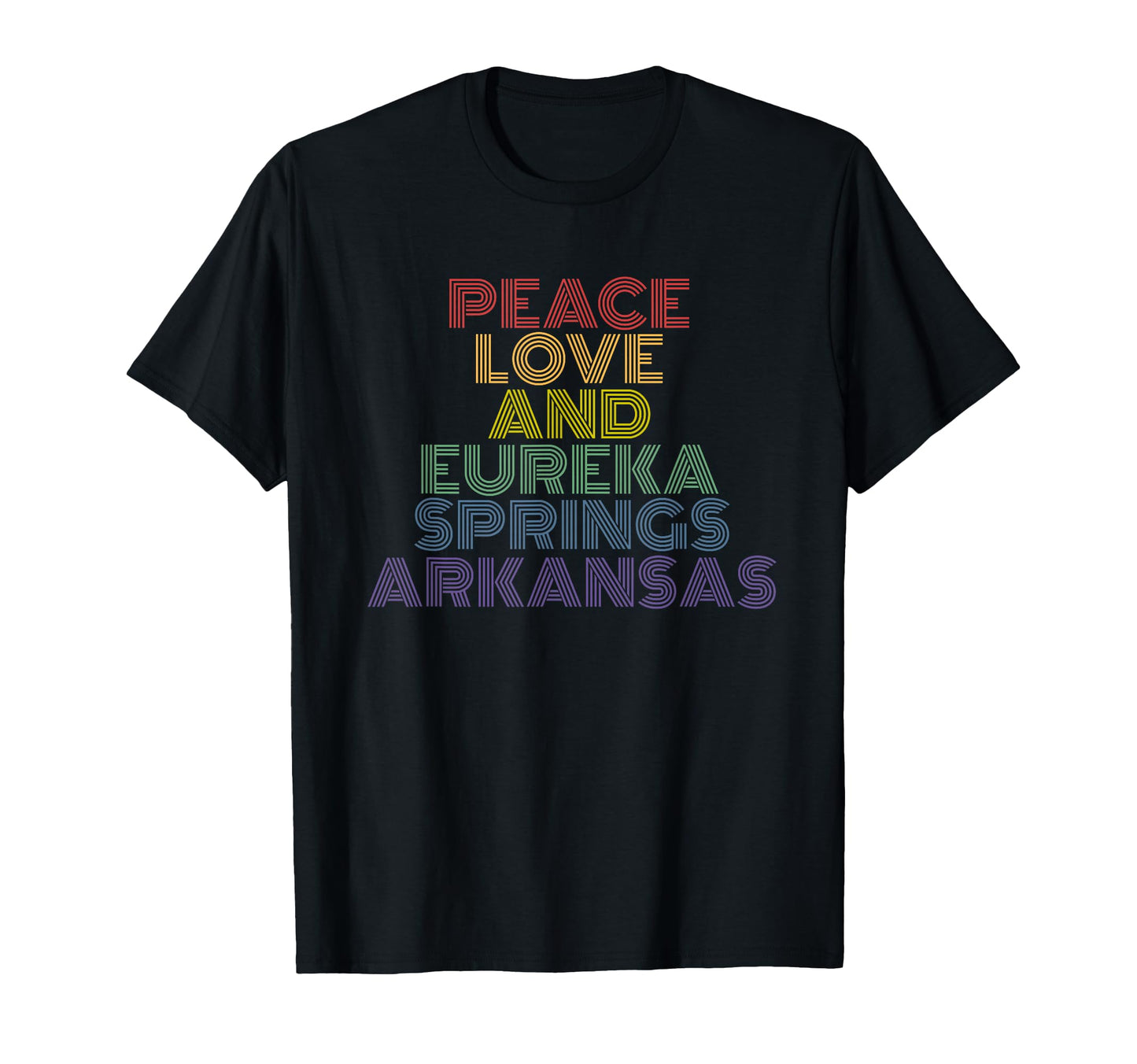 Peace Love Eureka Springs Arkansas T-Shirt - Novelty Apparel for Adults - T-Shirt, Sweatshirt, Hoodie