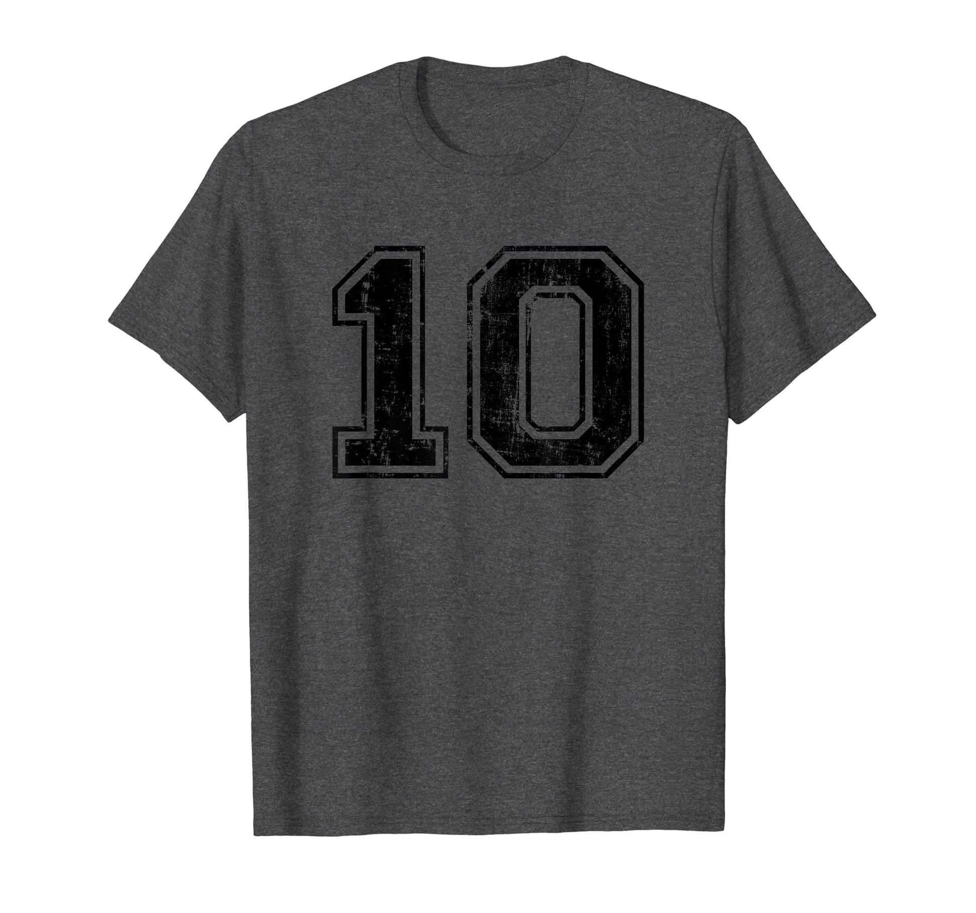 Number 10 Ten Varsity Distressed Sport T-Shirt - Unique Graphic Unisex - T-Shirt, Sweatshirt, Hoodie