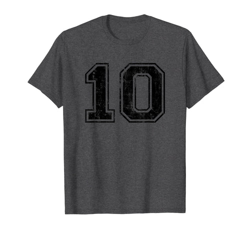 Number 10 Ten Varsity Distressed Sport T-Shirt - Unique Graphic Unisex - T-Shirt, Sweatshirt, Hoodie