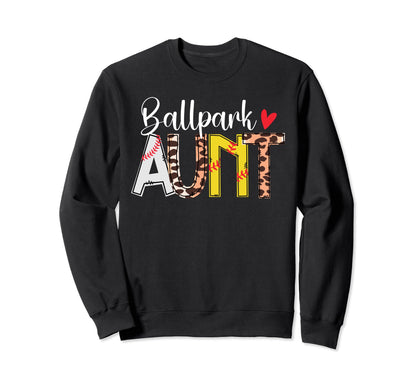 Ballpark Aunt Leopard Baseball Sweatshirt - Minimalist Print Men Women - T-Shirt, Sweatshirt, Hoodie
