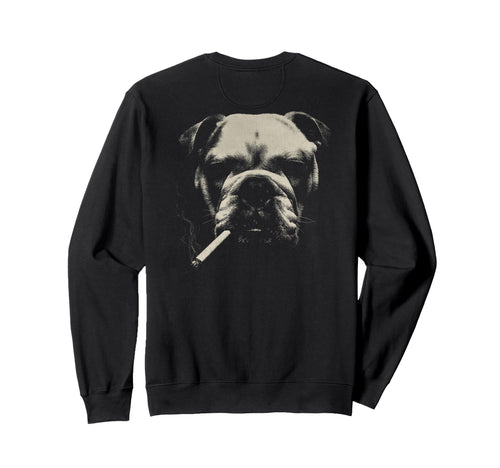 English Bulldog Smoking Cigarette Sweatshirt - Unique Graphic for Adults - T-Shirt, Sweatshirt, Hoodie
