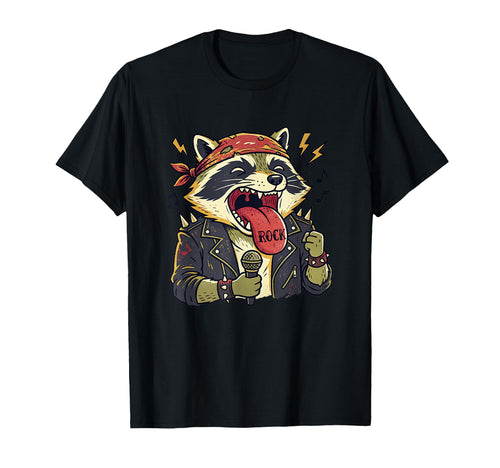 Raccoon Singer Rock Band Funny T-Shirt - Trendy Graphic for Adults - T-Shirt, Sweatshirt, Hoodie