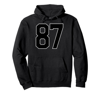 Black Sports Team Number 87 Fan Hoodie - Custom Art Print for Adults - T-Shirt, Sweatshirt, Hoodie