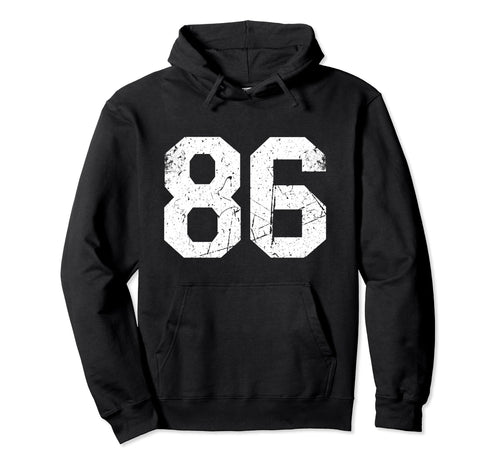 Number 86 White Varsity Number Hoodie - Graphic Print Unisex - T-Shirt, Sweatshirt, Hoodie