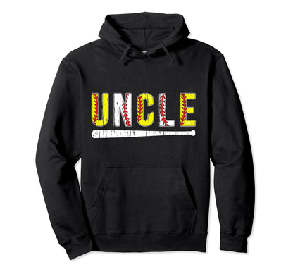 Softball Baseball Uncle Baseball Hoodie - Aesthetic Graphic for Adults - T-Shirt, Sweatshirt, Hoodie