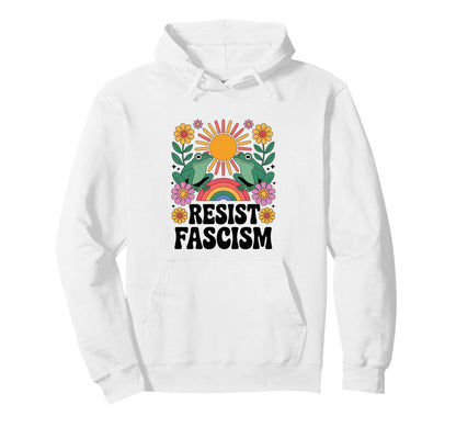Frog Resist Fascism Groovy Hoodie - Casual Everyday Wear for Adults - T-Shirt, Sweatshirt, Hoodie