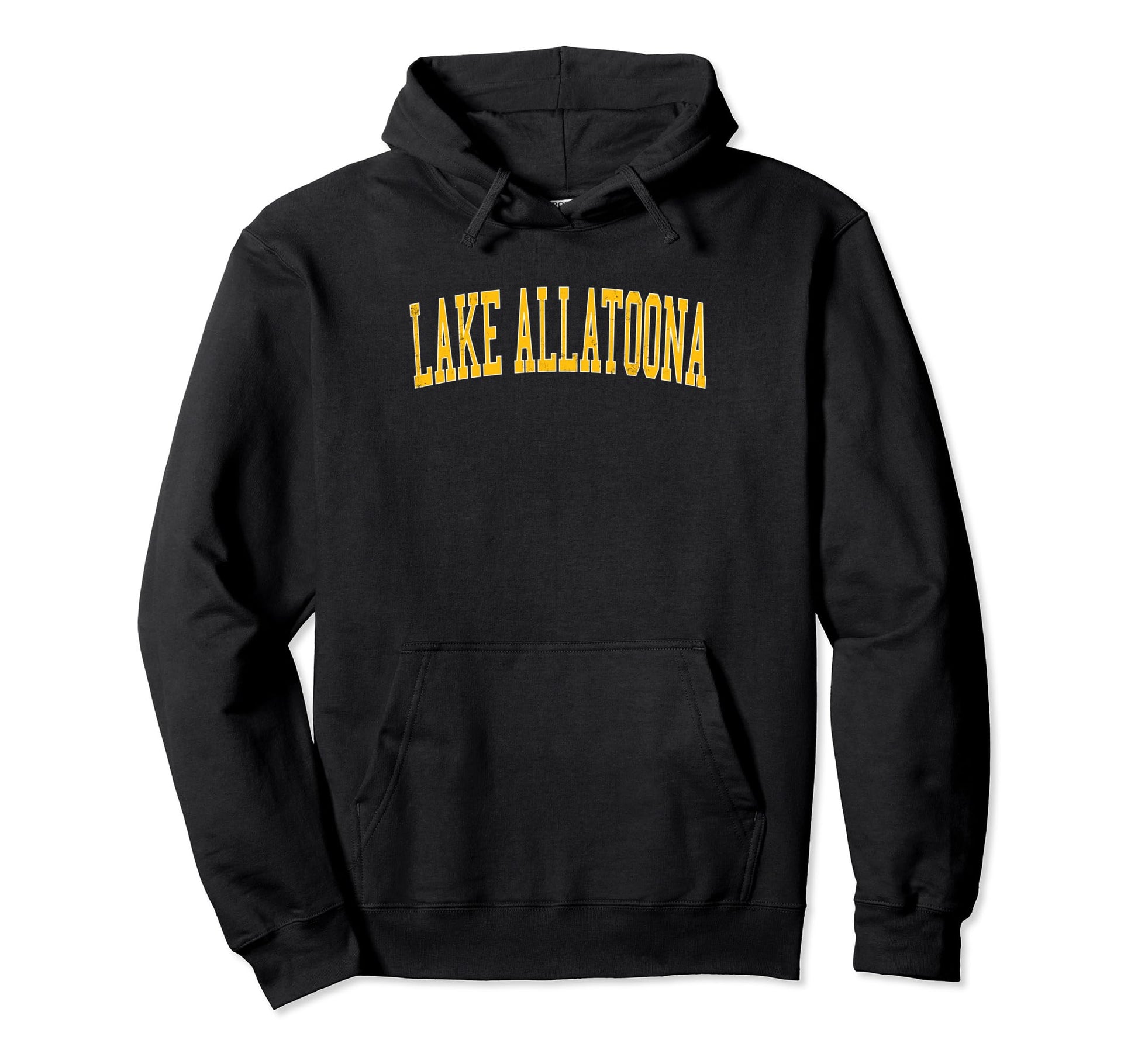 Lake Allatoona Distressed Gold Varsity Hoodie - Graphic Print Unisex - T-Shirt, Sweatshirt, Hoodie