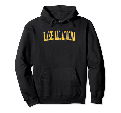 Lake Allatoona Distressed Gold Varsity Hoodie - Graphic Print Unisex - T-Shirt, Sweatshirt, Hoodie