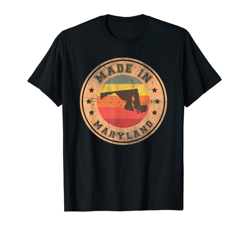 Maryland Us State Map Stripes 1970 T-Shirt - Aesthetic Graphic Unisex - T-Shirt, Sweatshirt, Hoodie
