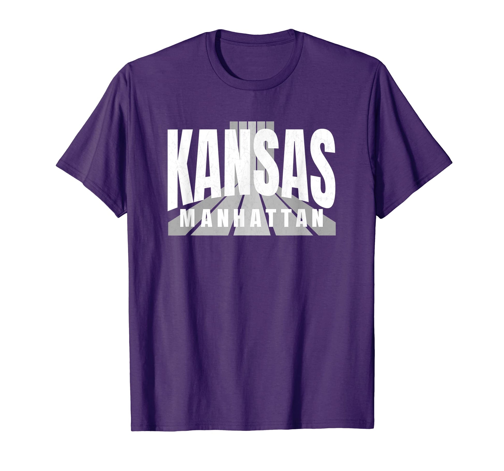 Manhattan Kansas Purple White Grey T-Shirt - Fun Novelty Design Unisex - T-Shirt, Sweatshirt, Hoodie