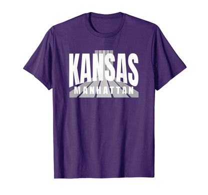 Manhattan Kansas Purple White Grey T-Shirt - Fun Novelty Design Unisex - T-Shirt, Sweatshirt, Hoodie