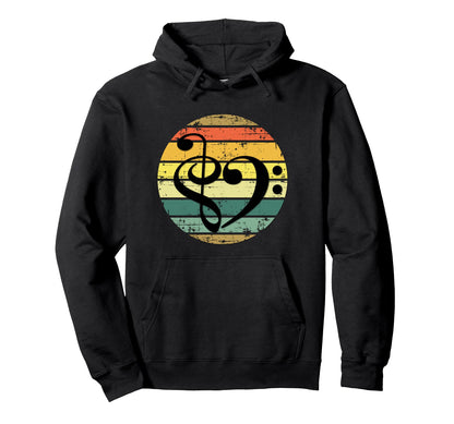 Bold Musical Heart Over Sunset Rainbow Hoodie - Streetwear Style Men Women - T-Shirt, Sweatshirt, Hoodie