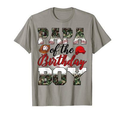 Papa Birthday Camouflage Baseball T-Shirt - Custom Art Print Men Women - T-Shirt, Sweatshirt, Hoodie