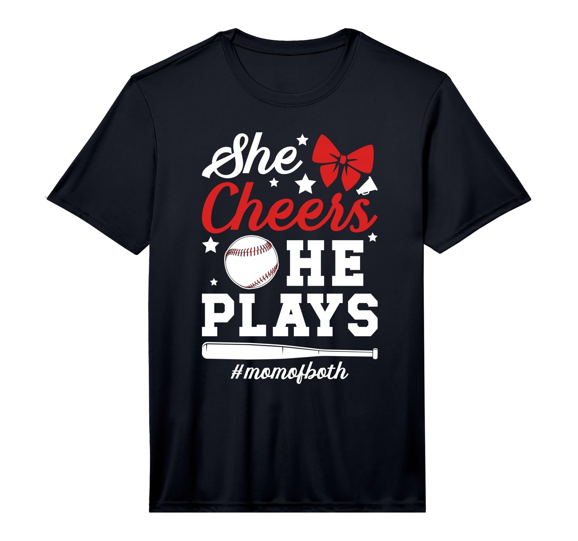 Mens She Cheers He Plays Mom T-Shirt - Casual Everyday Wear for Adults - T-Shirt, Sweatshirt, Hoodie