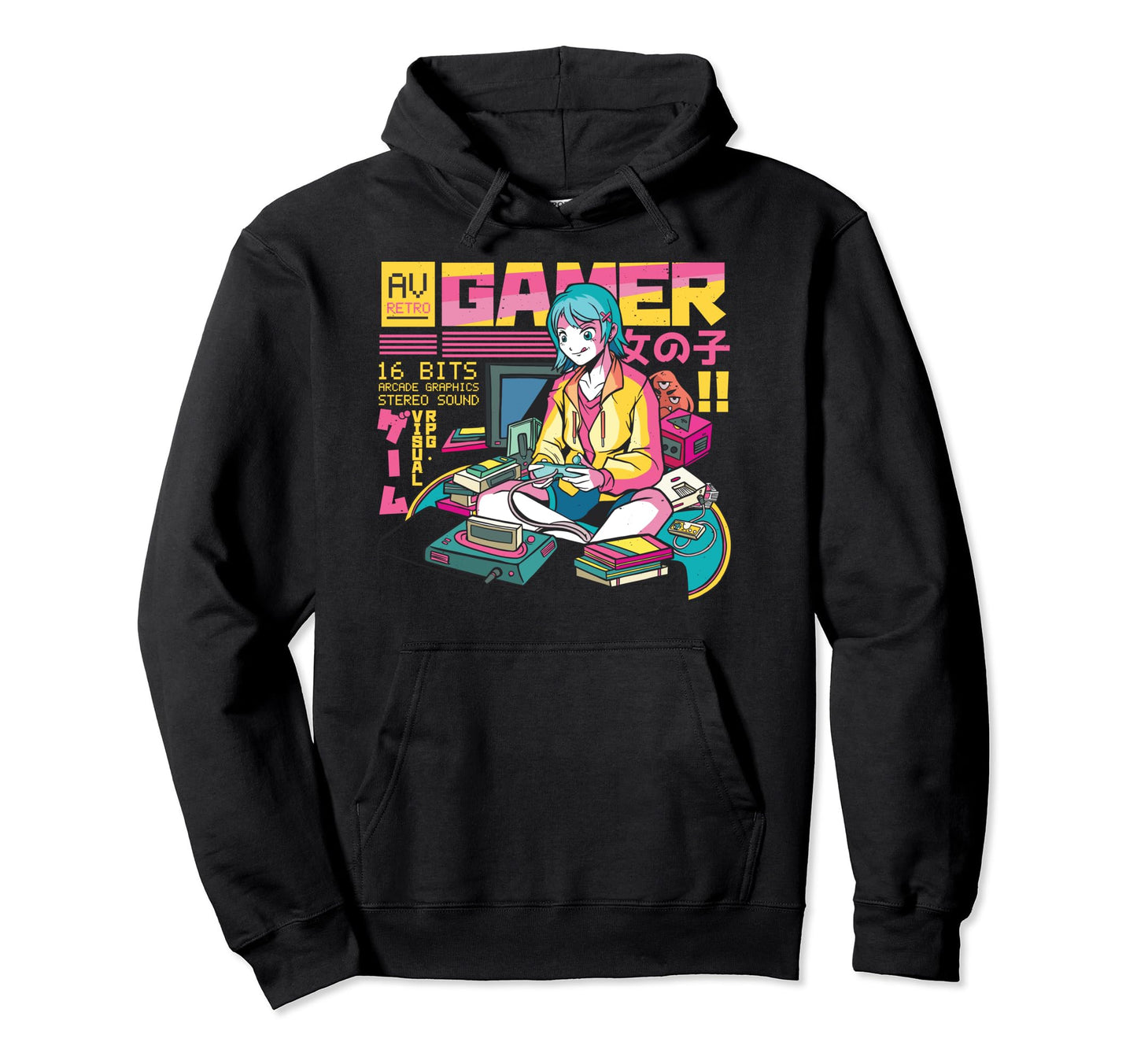 Japanese Anime Anime Gamer Vaporwave Hoodie - Minimalist Print Men Women - T-Shirt, Sweatshirt, Hoodie