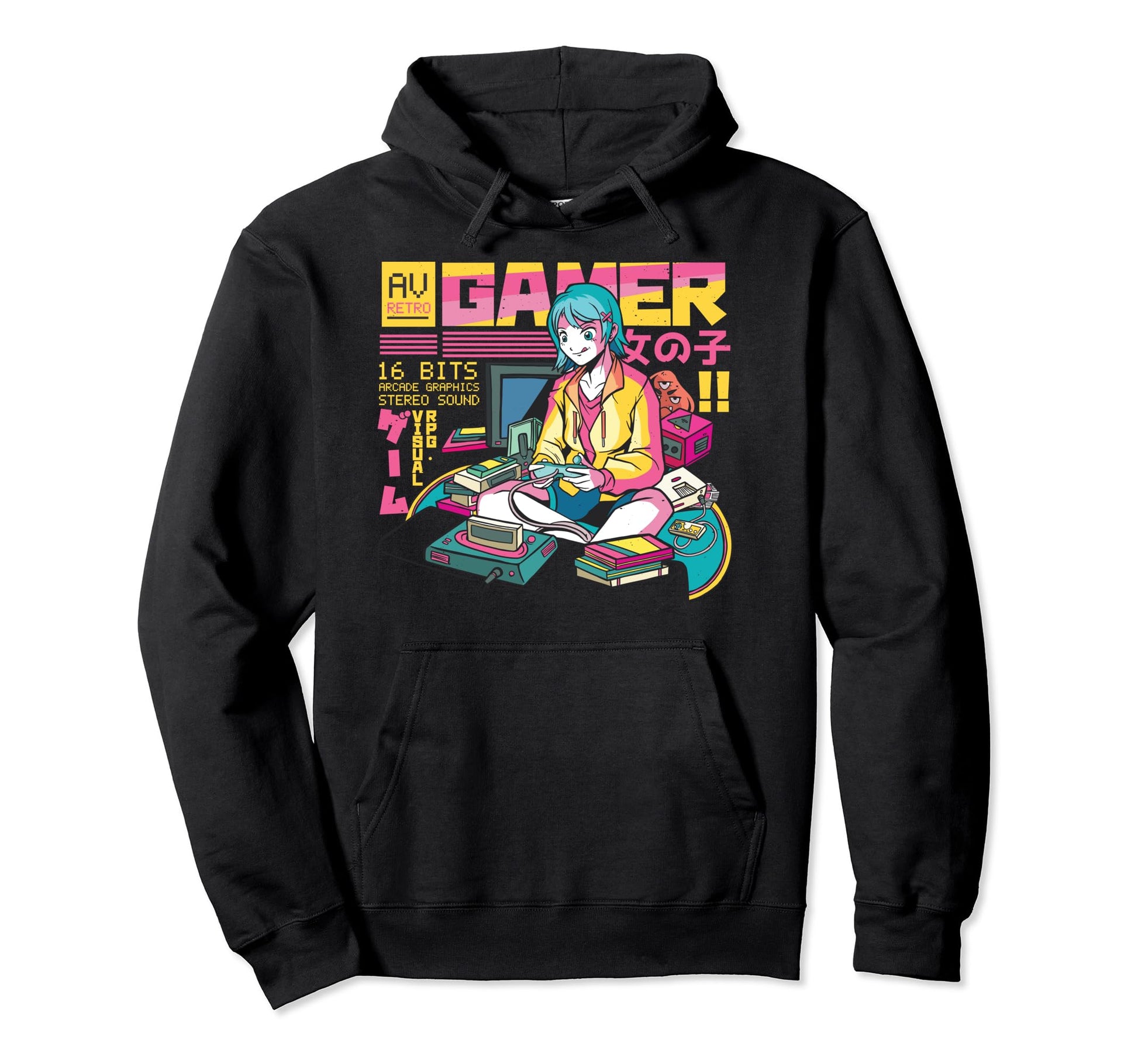 Japanese Anime Anime Gamer Vaporwave Hoodie - Minimalist Print Men Women - T-Shirt, Sweatshirt, Hoodie