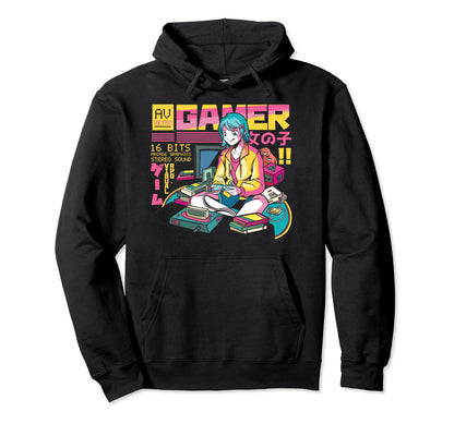 Japanese Anime Anime Gamer Vaporwave Hoodie - Minimalist Print Men Women - T-Shirt, Sweatshirt, Hoodie