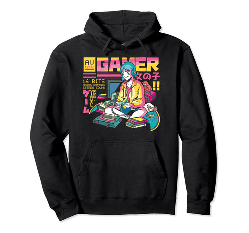 Japanese Anime Anime Gamer Vaporwave Hoodie - Minimalist Print Men Women - T-Shirt, Sweatshirt, Hoodie