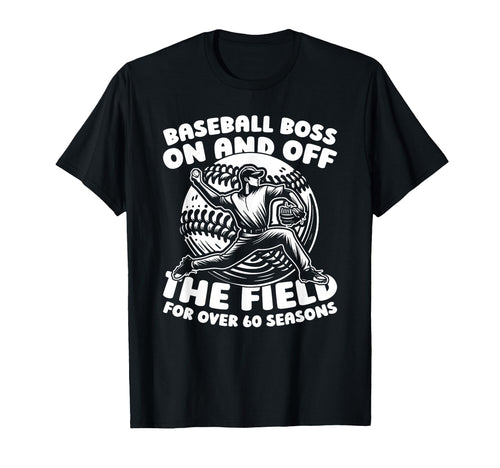 60 Years Old Baseball Baseballer Team T-Shirt - Trendy Graphic Men Women - T-Shirt, Sweatshirt, Hoodie