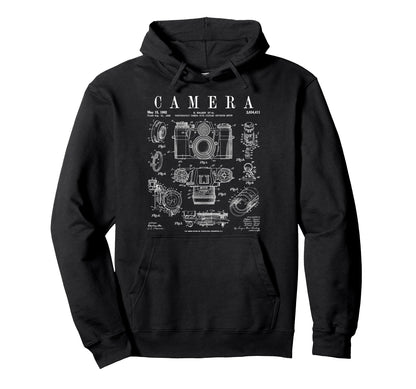 Photography Camera Patent Drawing Hoodie - Aesthetic Graphic for Adults - T-Shirt, Sweatshirt, Hoodie