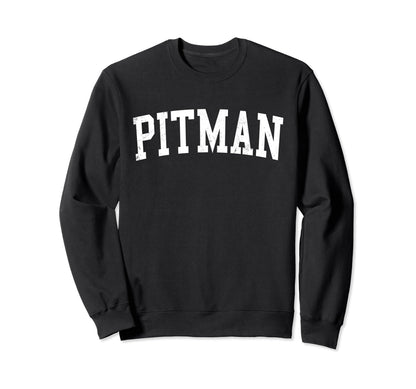 Pitman Nj Distressed White Varsity Sweatshirt - Graphic Print for Adults - T-Shirt, Sweatshirt, Hoodie