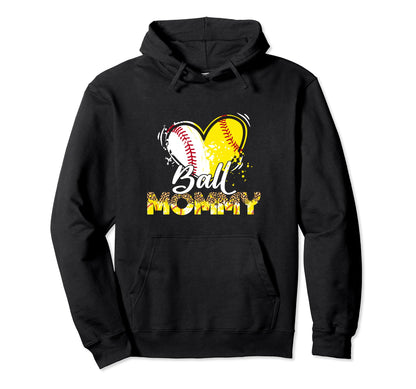 Mommy Both Baseball Softball Sport Matching Hoodie - Unique Graphic Unisex - T-Shirt, Sweatshirt, Hoodie