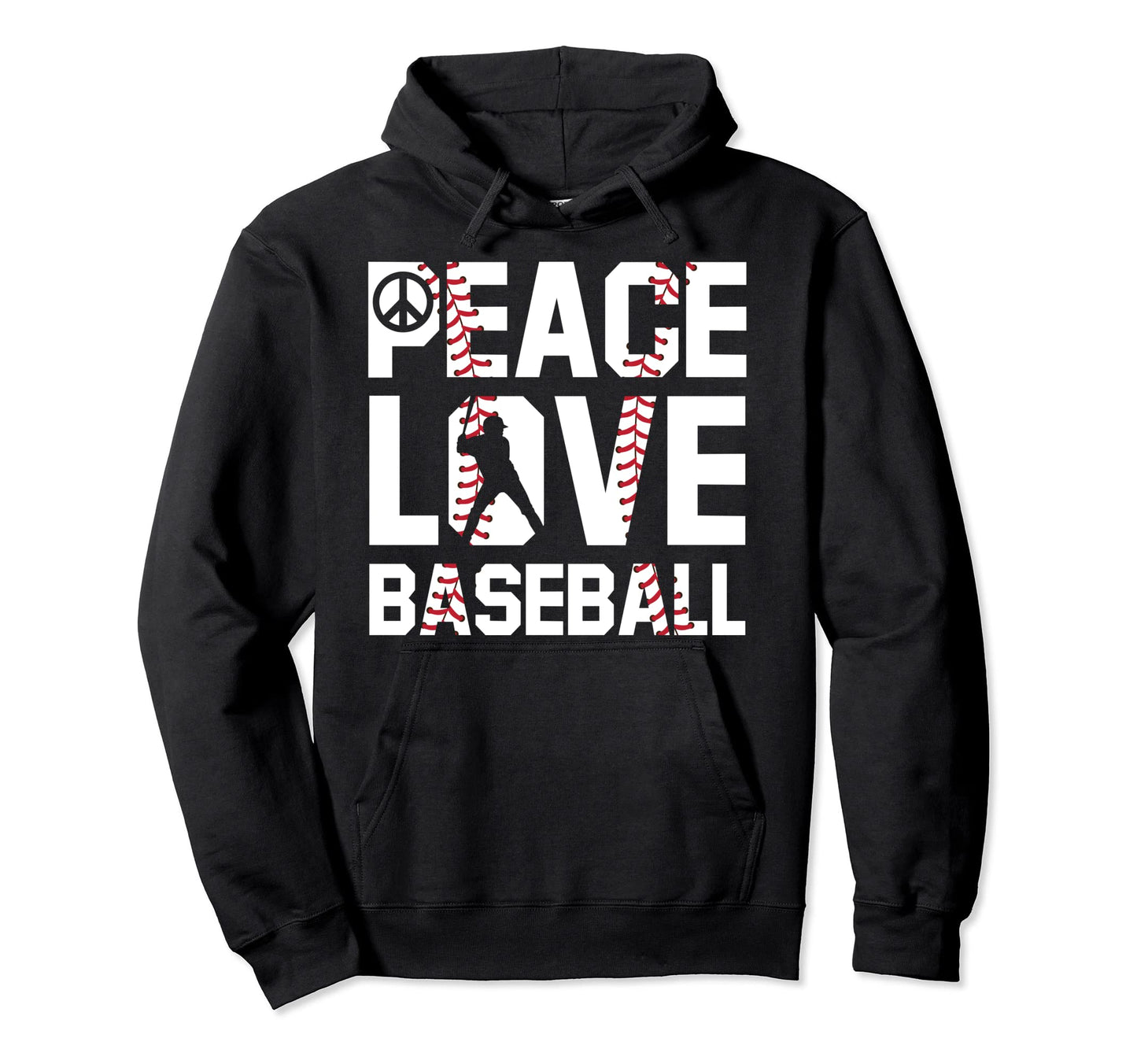 Peace Love Baseball Soft Ball Fans Hoodie - Novelty Apparel for Adults - T-Shirt, Sweatshirt, Hoodie