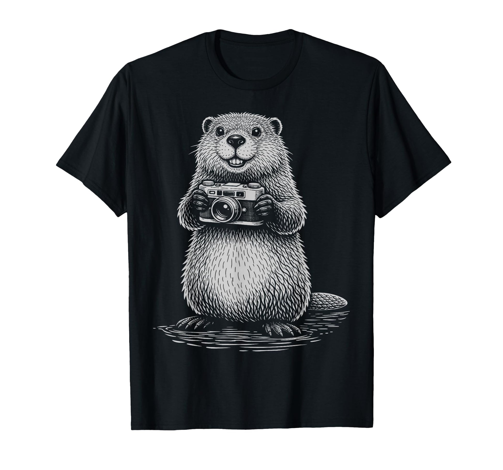 Beaver Photographer Camera T-Shirt - Custom Art Print Men Women - T-Shirt, Sweatshirt, Hoodie