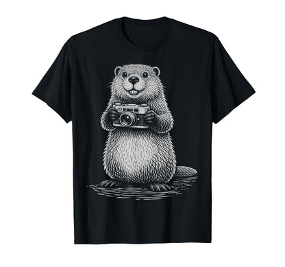 Beaver Photographer Camera T-Shirt - Custom Art Print Men Women - T-Shirt, Sweatshirt, Hoodie