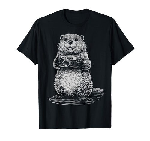 Beaver Photographer Camera T-Shirt - Custom Art Print Men Women - T-Shirt, Sweatshirt, Hoodie