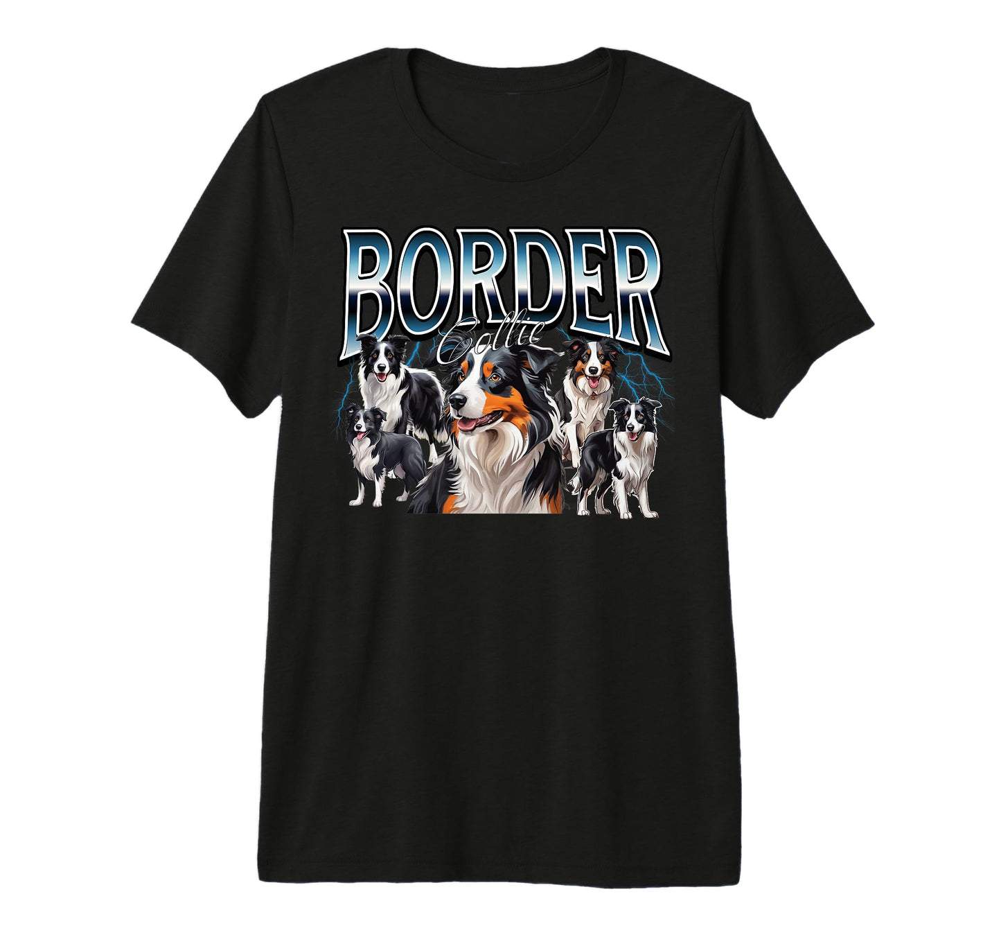 Border Collie Dog 90S Bootleg Grunge Rap T-Shirt - Novelty Apparel Unisex - T-Shirt, Sweatshirt, Hoodie
